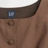 Linen-Blend Button-Front Shell Top
