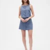 Linen-Blend Button-Front Shell Top