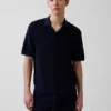 Linen-Blend Camp Polo Sweater Shirt