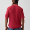 Linen-Blend Camp Polo Sweater Shirt