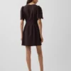 Linen-Blend Cinched Mini Shirtdress
