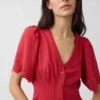 Linen-Blend Cinched Mini Shirtdress
