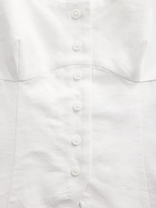 Linen-Blend Corset Vest Top