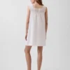 Linen-Blend Crochet Yoke Mini Dress