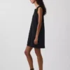 Linen-Blend Crochet Yoke Mini Dress