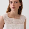 Linen-Blend Crochet Yoke Mini Dress