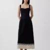 Linen-Blend Drop-Waist Corset Maxi Dress