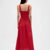 Linen-Blend Drop-Waist Corset Maxi Dress