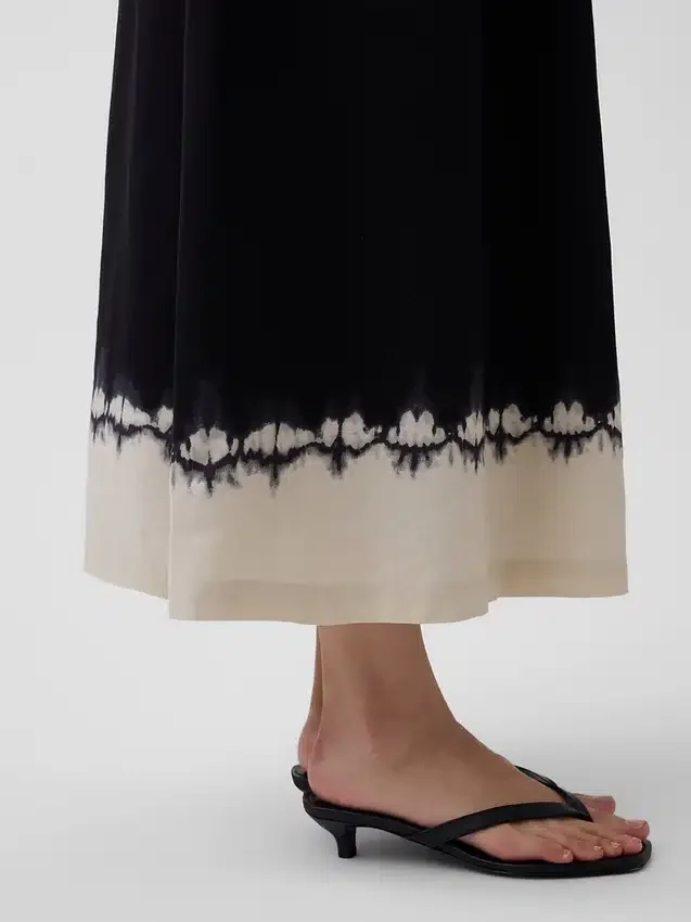 Linen-Blend Drop-Waist Corset Maxi Dress
