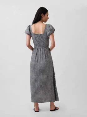 Linen-Blend Drop-Waist Maxi Dress
