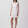 Linen-Blend Drop-Waist Mini Shirtdress