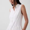 Linen-Blend Drop-Waist Mini Shirtdress