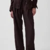 Linen-Blend Easy Barrel Pants