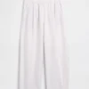 Linen-Blend Easy Barrel Pants