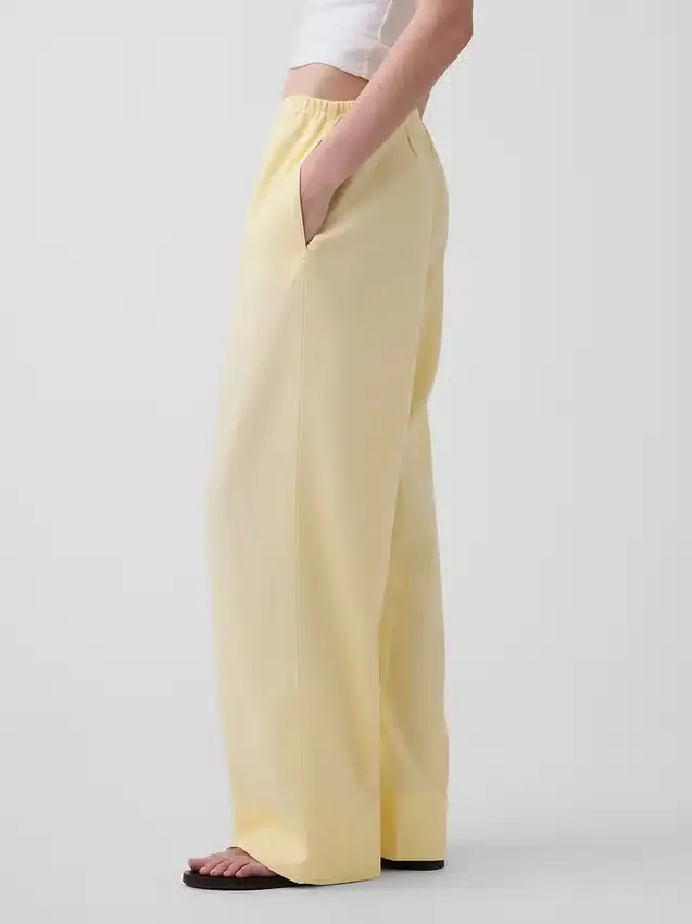 Linen-Blend Easy Wide-Leg Pants