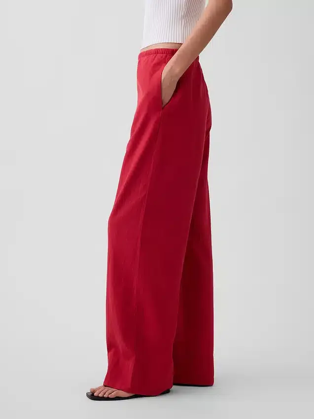 Linen-Blend Easy Wide-Leg Pants