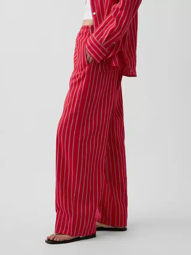Linen-Blend Easy Wide-Leg Pants