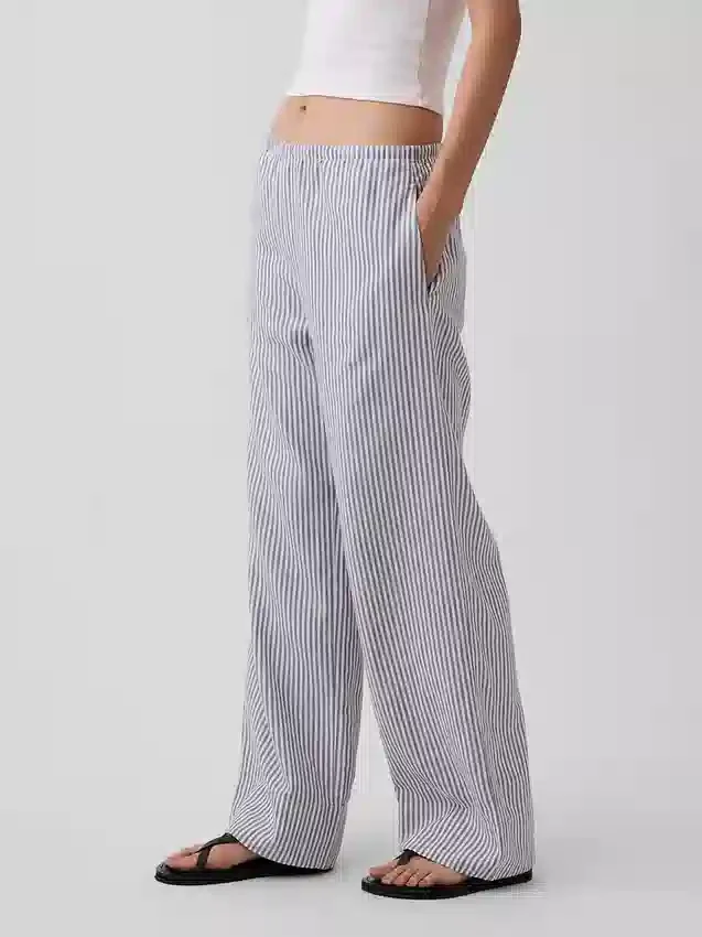 Linen-Blend Easy Wide-Leg Pants