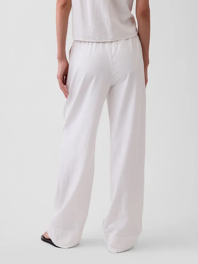 Linen-Blend Easy Wide-Leg Pants
