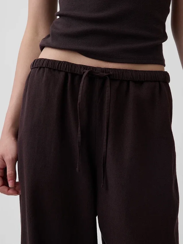 Linen-Blend Easy Wide-Leg Pants