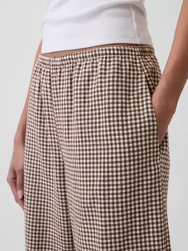 Linen-Blend Easy Wide-Leg Pants