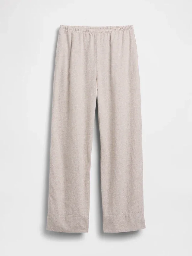Linen-Blend Easy Wide-Leg Pants