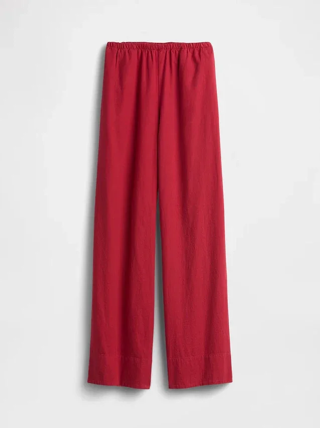 Linen-Blend Easy Wide-Leg Pants