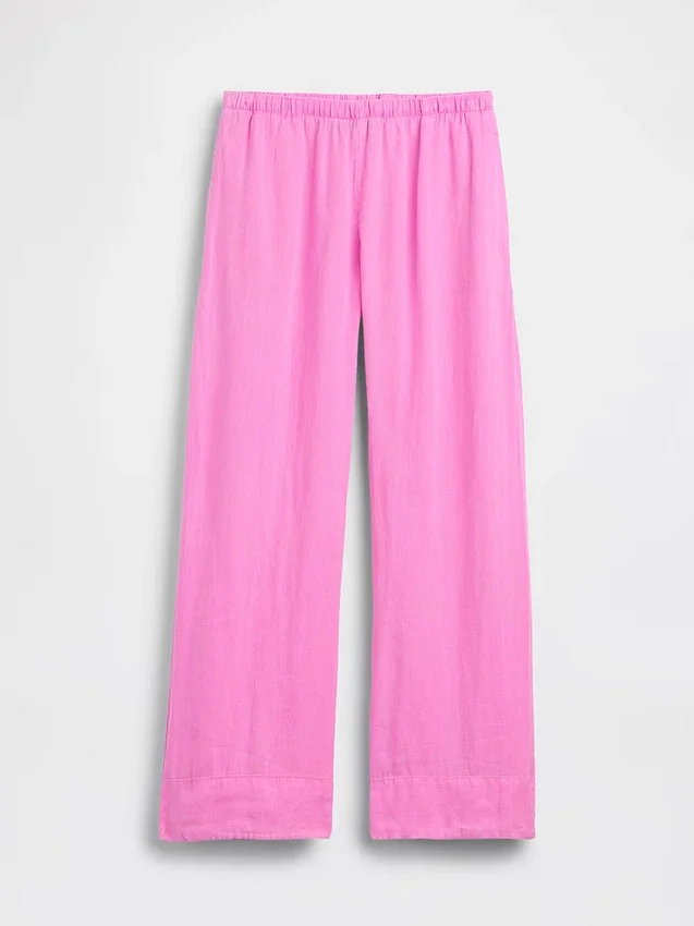 Linen-Blend Easy Wide-Leg Pants