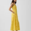 Linen-Blend Embroidered Cami Maxi Dress