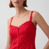 Linen-Blend Embroidered Cami Maxi Dress