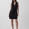 Linen-Blend Embroidered Mini Shift Dress