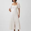 Linen-Blend Empire Waist Maxi Dress