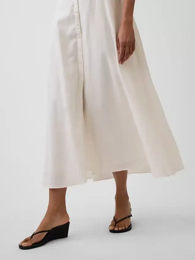 Linen-Blend Empire Waist Maxi Dress