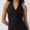 Linen-Blend Halter Maxi Dress