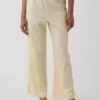 Linen-Blend Lace-Hem Pj Pants