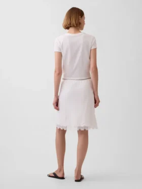 Linen-Blend Lace-Trim Skirt