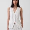 Linen-Blend Longline Vest