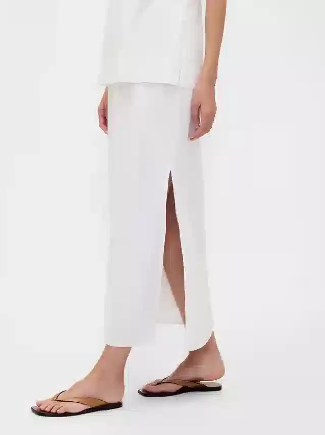 Linen-Blend Maxi Skirt
