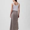 Linen-Blend Maxi Slip Skirt