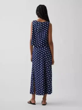 Linen-Blend Maxi Slip Skirt