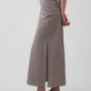 Linen-Blend Maxi Slip Skirt