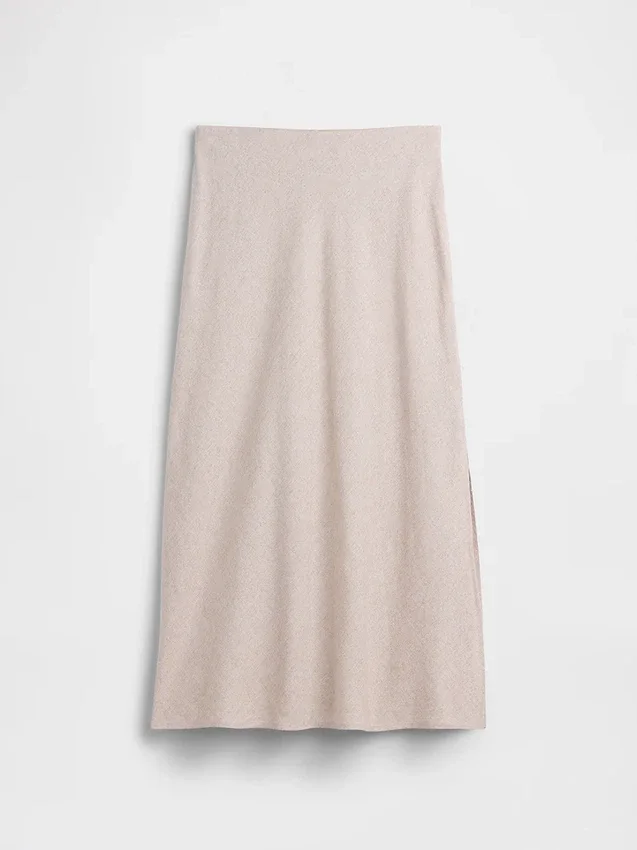 Linen-Blend Maxi Slip Skirt