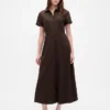 Linen-Blend Midi Shirtdress