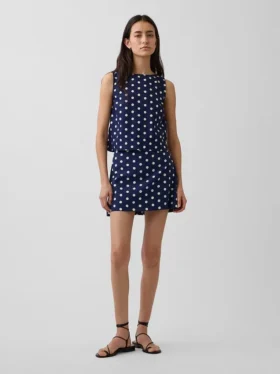 Linen-Blend Mini Skort