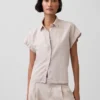 Linen-Blend Oversized Shirt