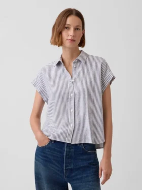 Linen-Blend Oversized Shirt