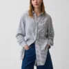 Linen-Blend Oversized Tunic Shirt