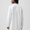 Linen-Blend Oversized Tunic Shirt