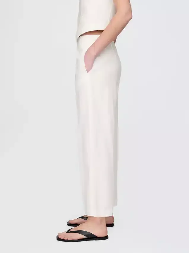 Linen-Blend Relaxed Straight Ankle Pants