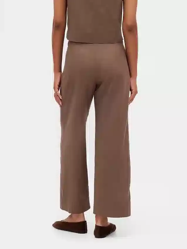 Linen-Blend Relaxed Straight Ankle Pants